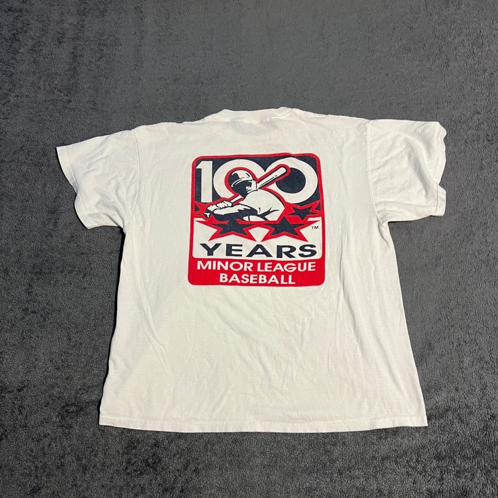 Vintage Minor League Baseball 100 Years Graphic Shirt White XL MiLB Sports